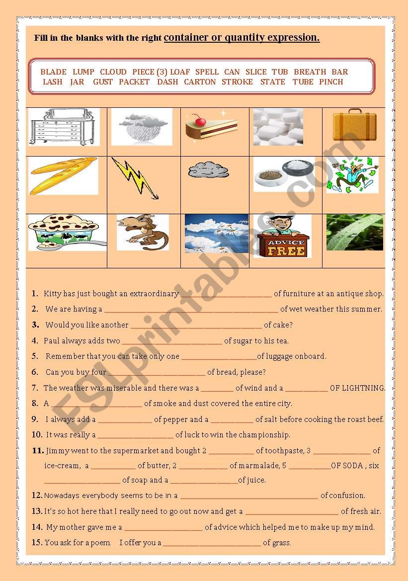 CONTAINERS & QUANTITY EXPRESSIONS