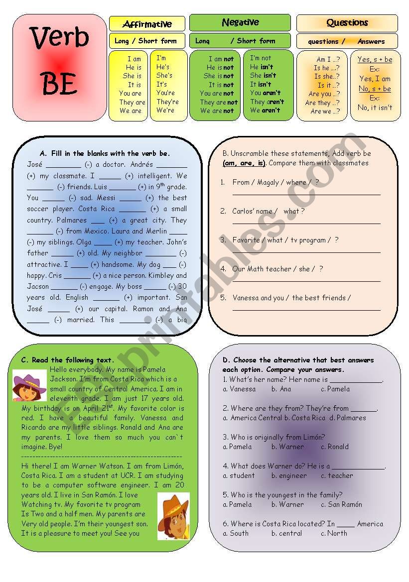 Verb Be  worksheet