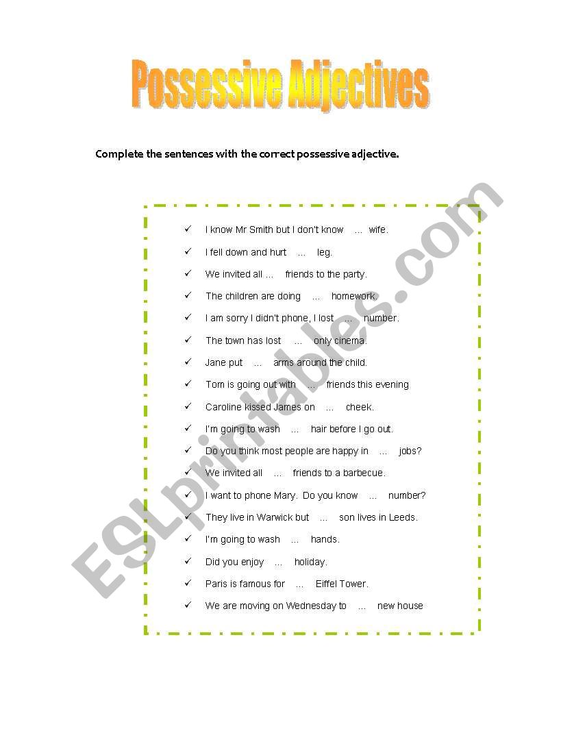 Possessive Adjectives  worksheet