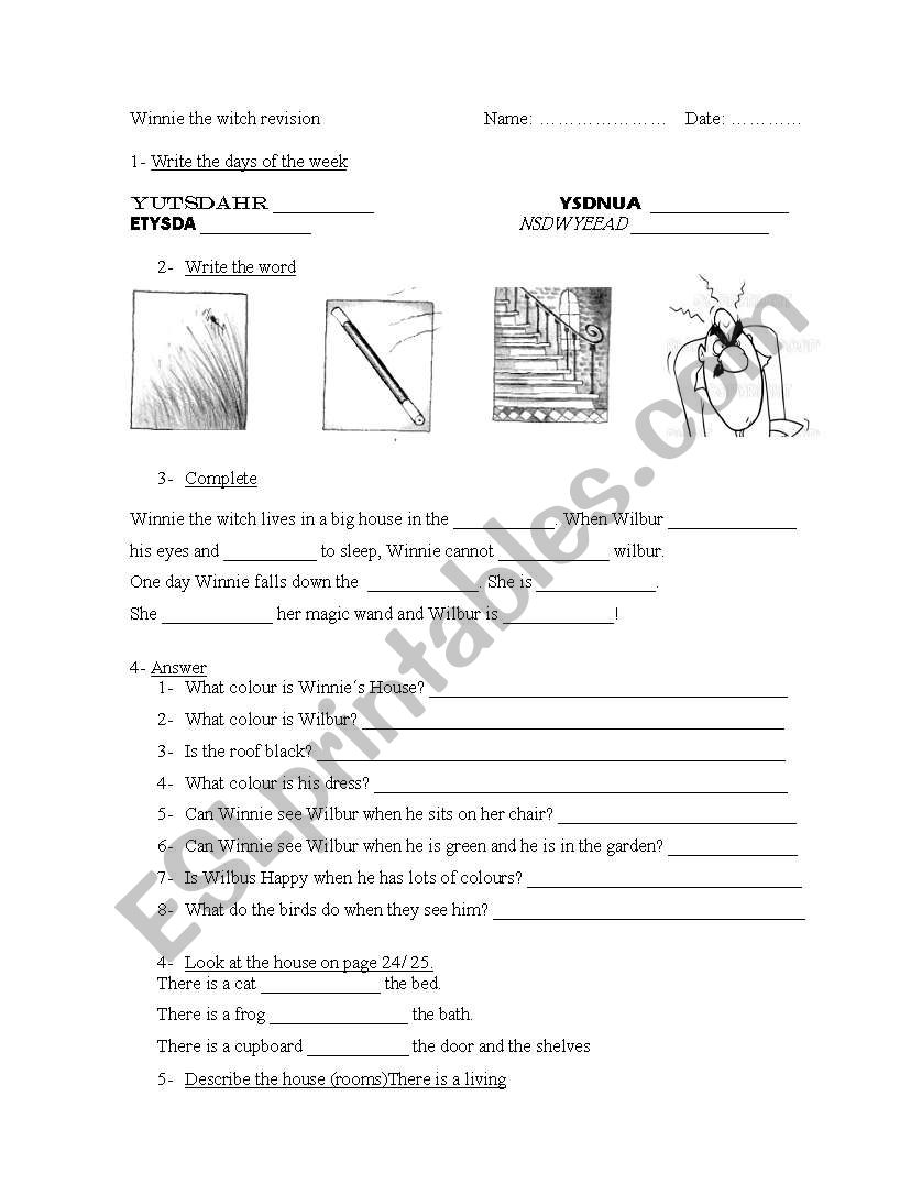 Winnie the witch test worksheet