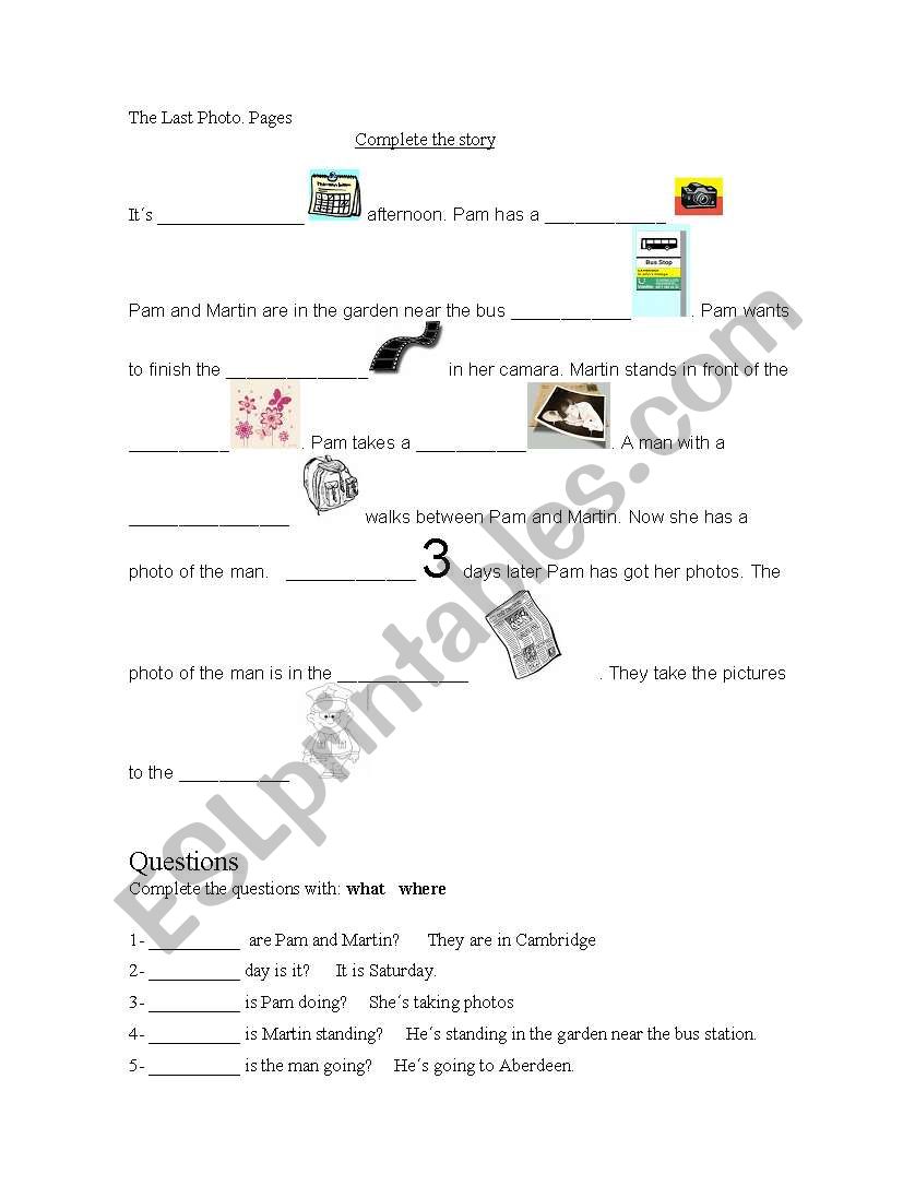 The Last Photo worksheet