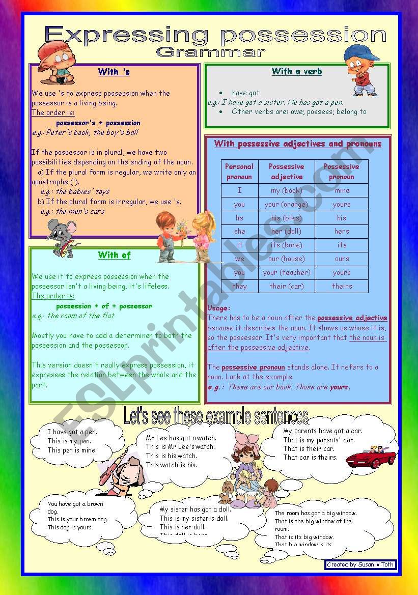 Expressing possession *** Grammar with examples