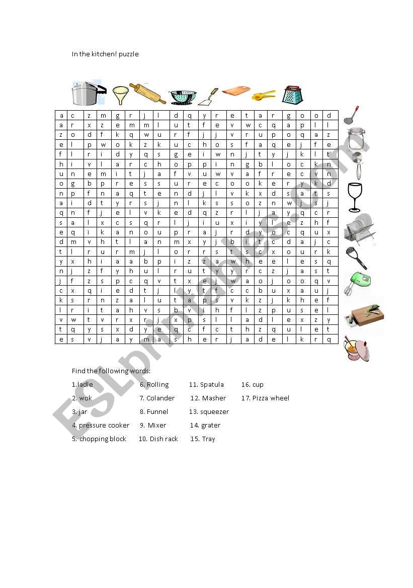 kitchen puzzle worksheet