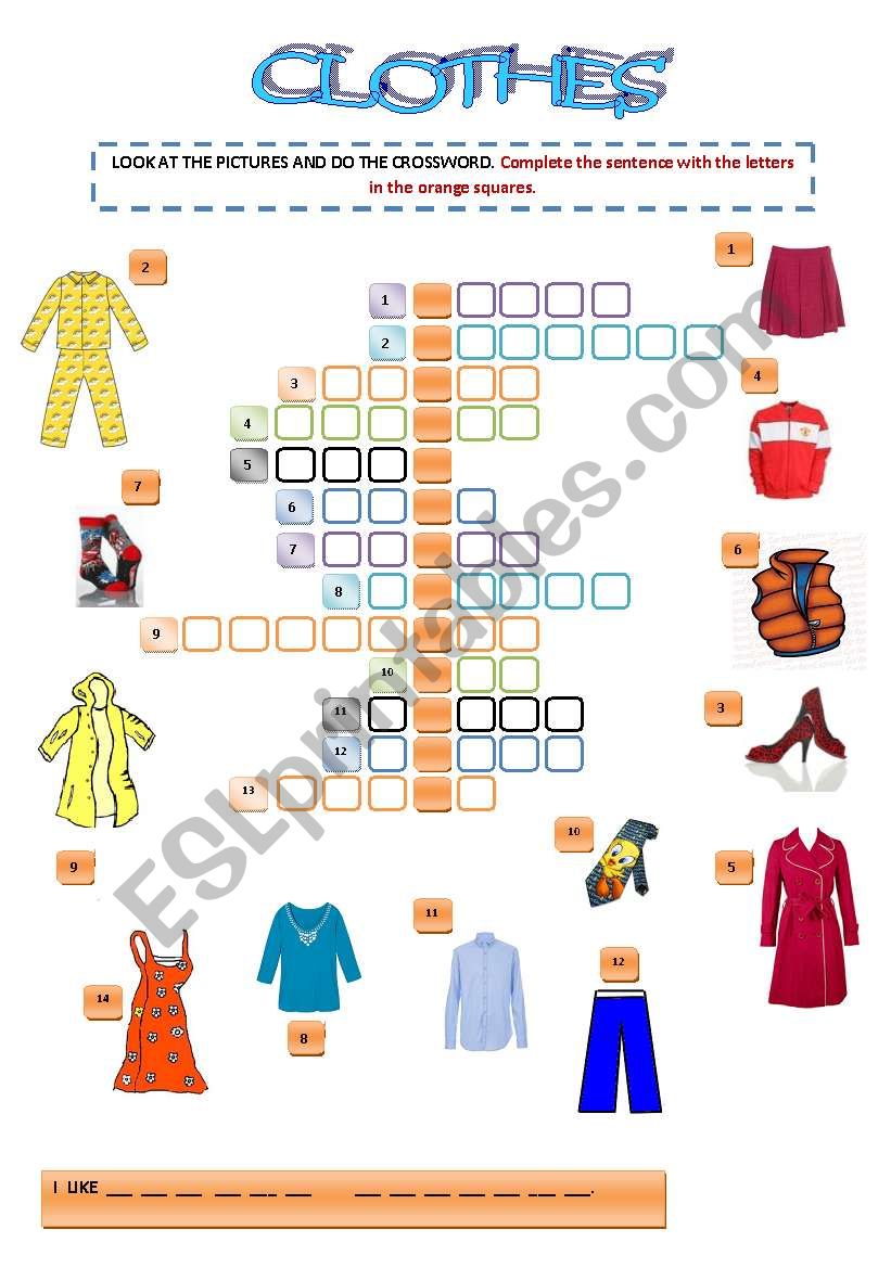 CLOTHES worksheet