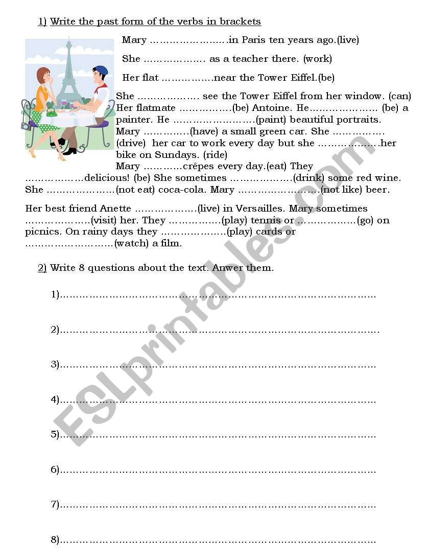 Simple Past exercises worksheet