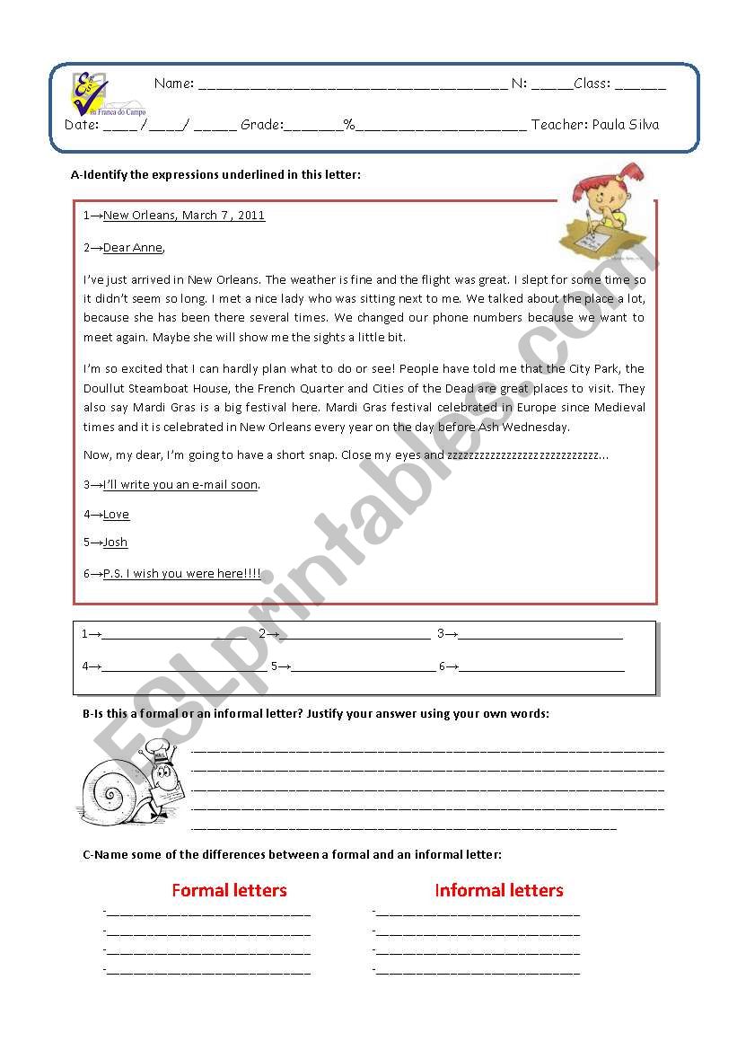 Test on application letter worksheet