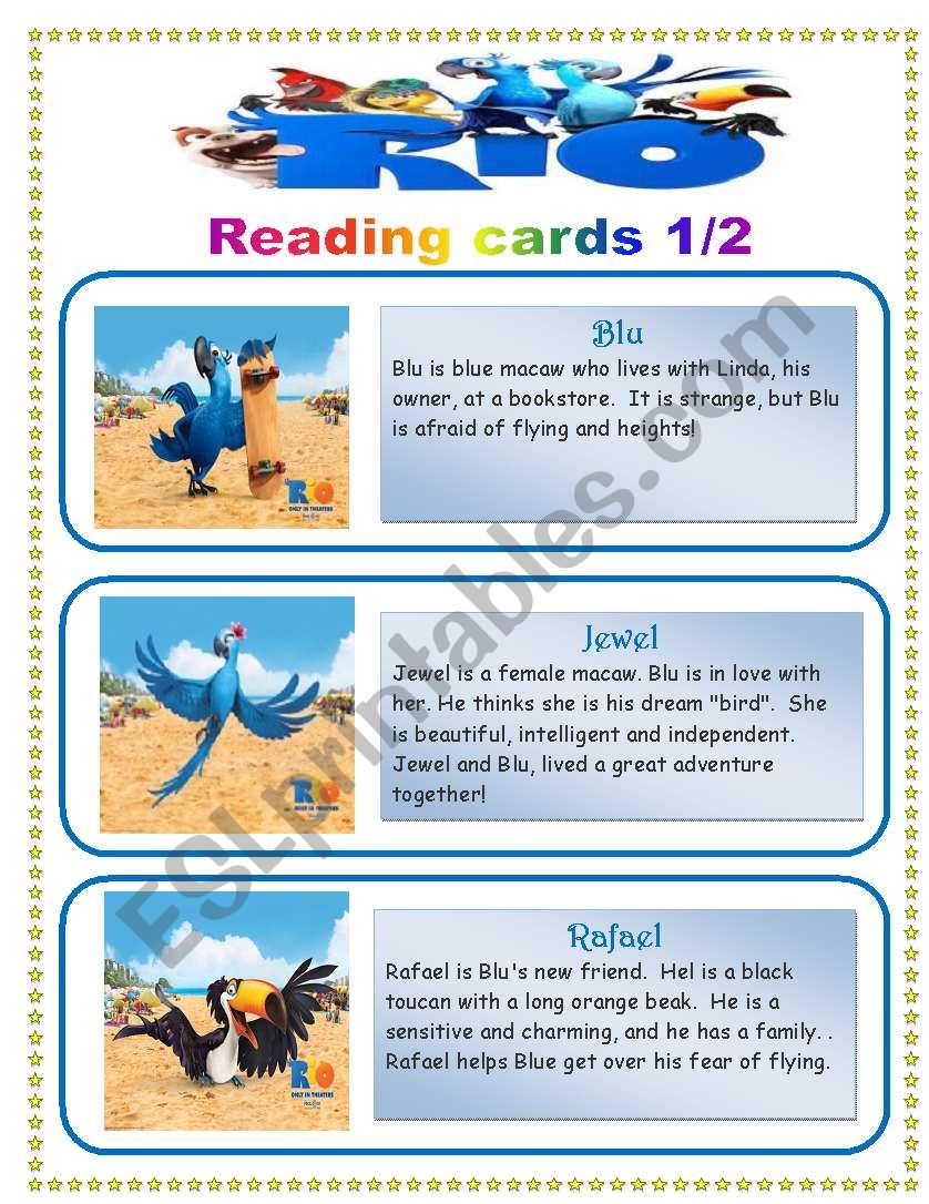 Rio the movie- reading cards set 1/2