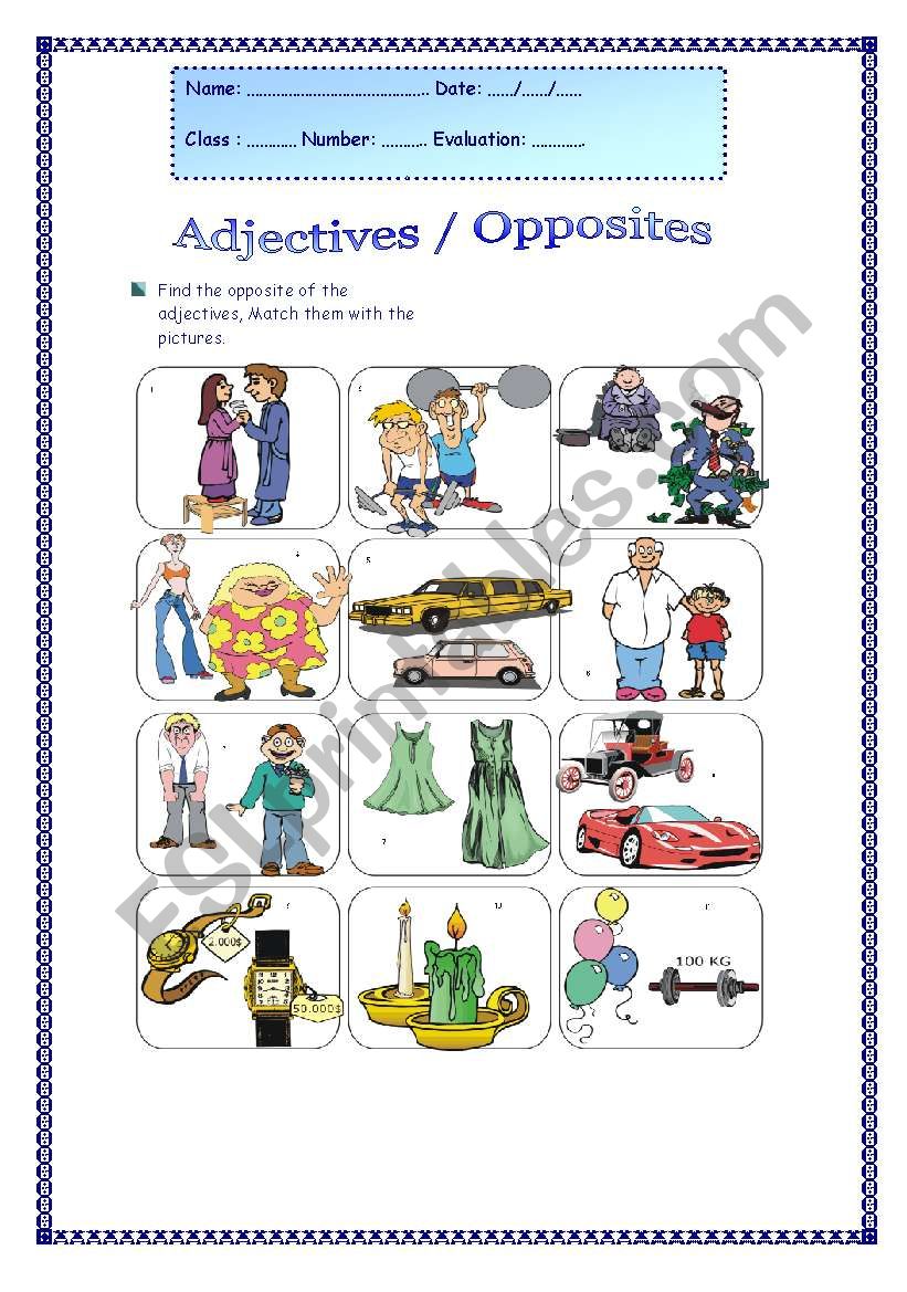 Adjectives worksheet