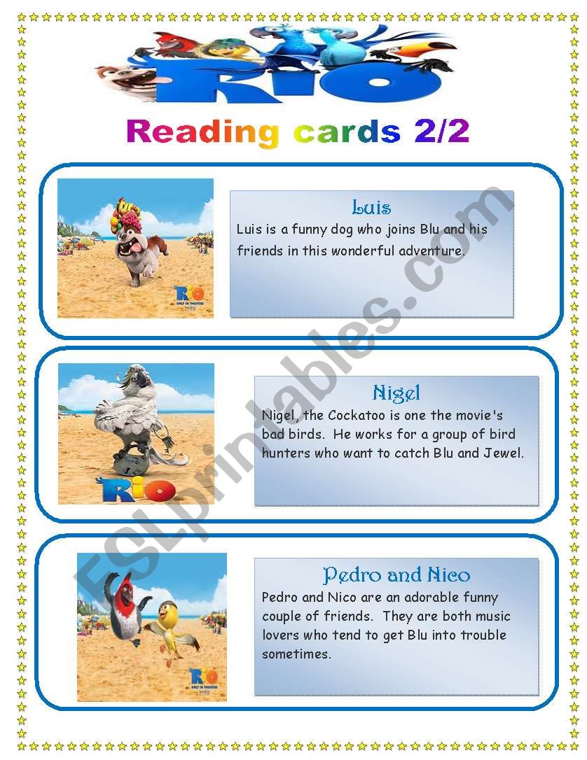 Rio the movie- reading cards set 2/2