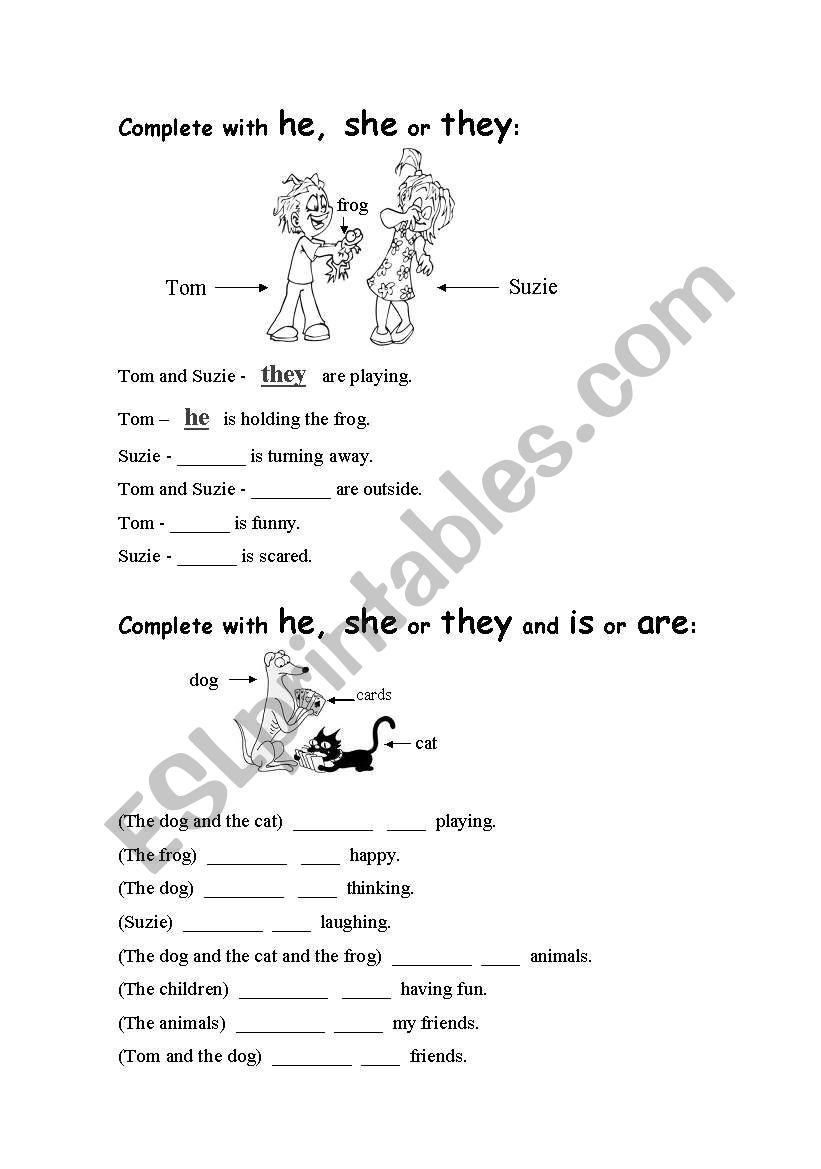 is, are, he, she, they worksheet