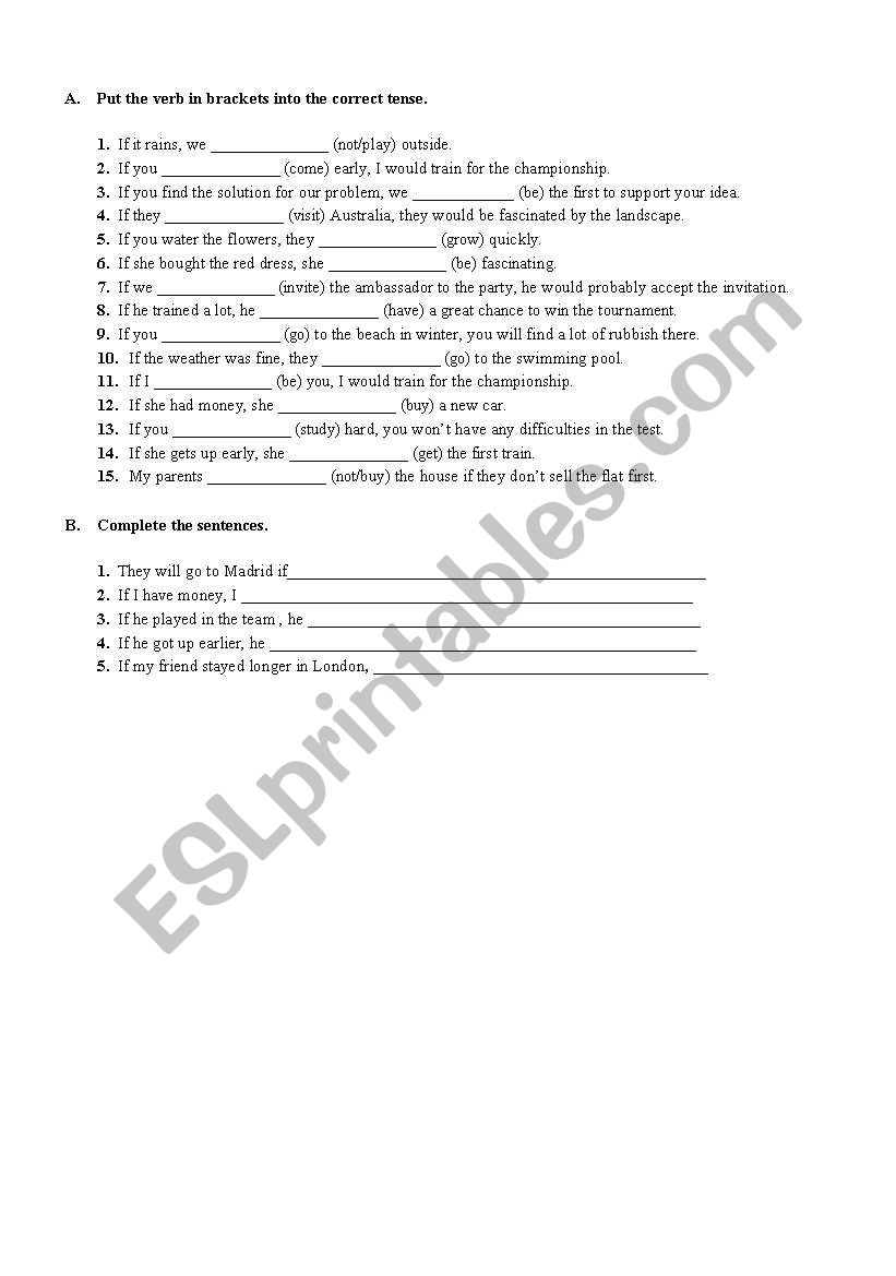 conditional clauses worksheet