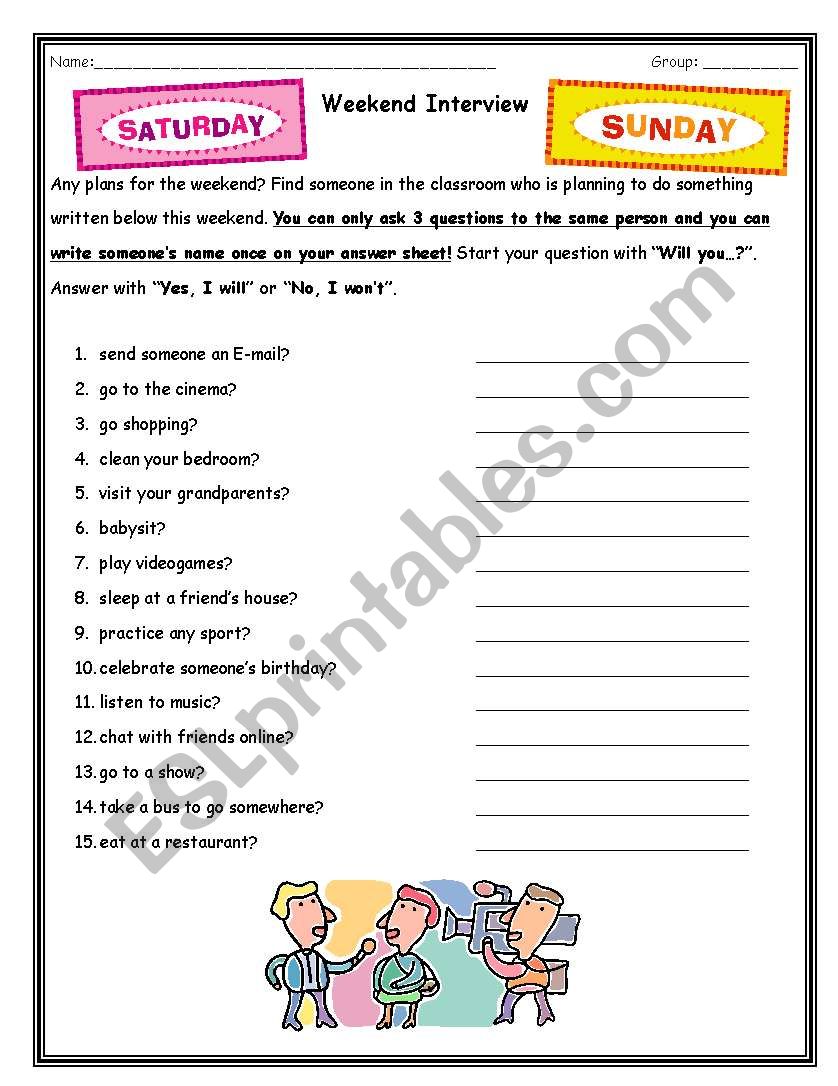 Weekend Interview worksheet