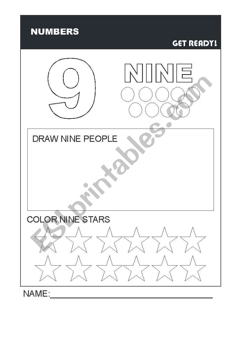 Numbers - Nine worksheet