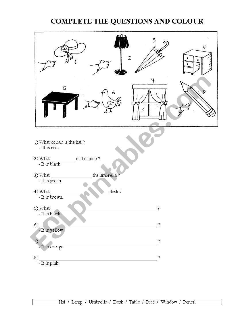 complete and colour worksheet
