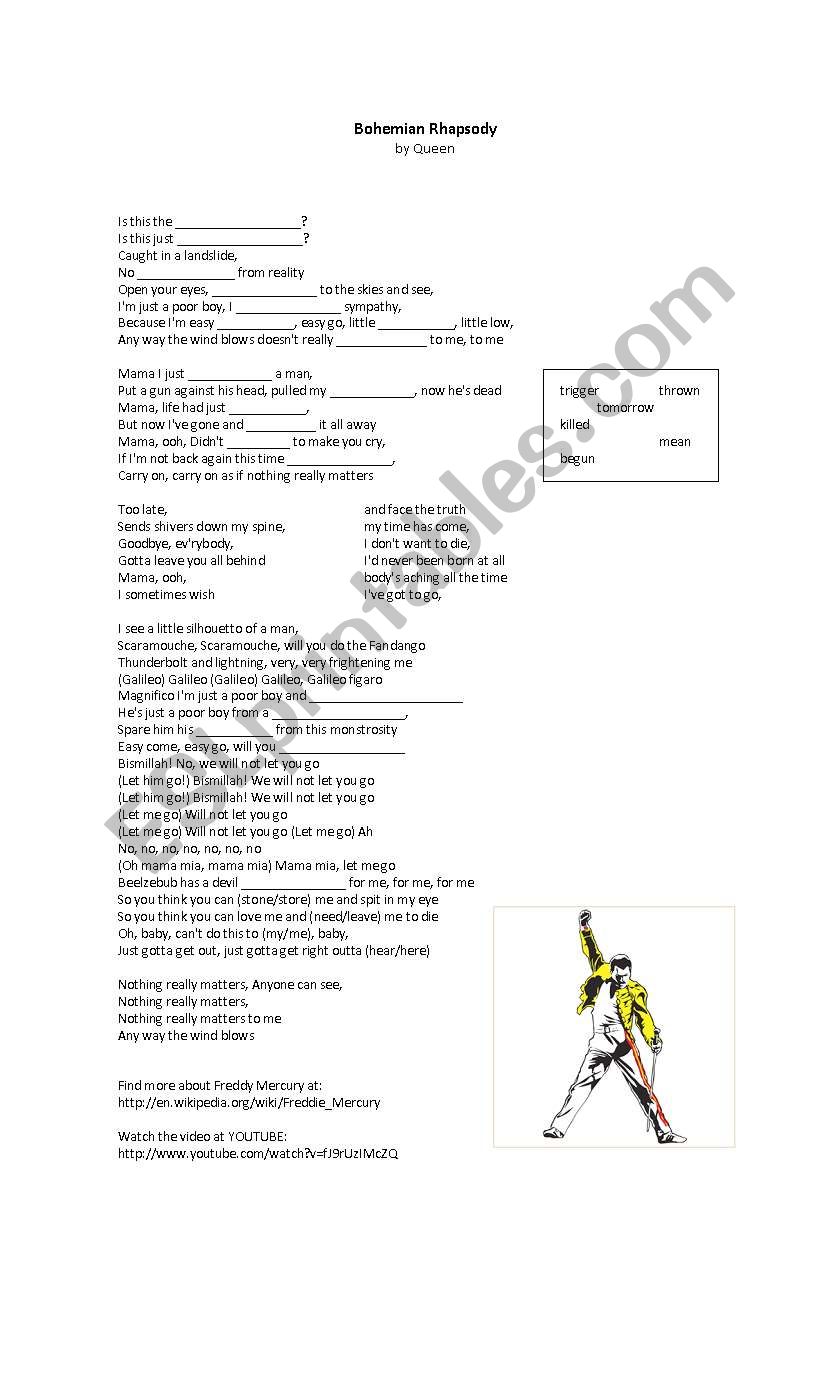 Bohemian Rhapsody - Song worksheet