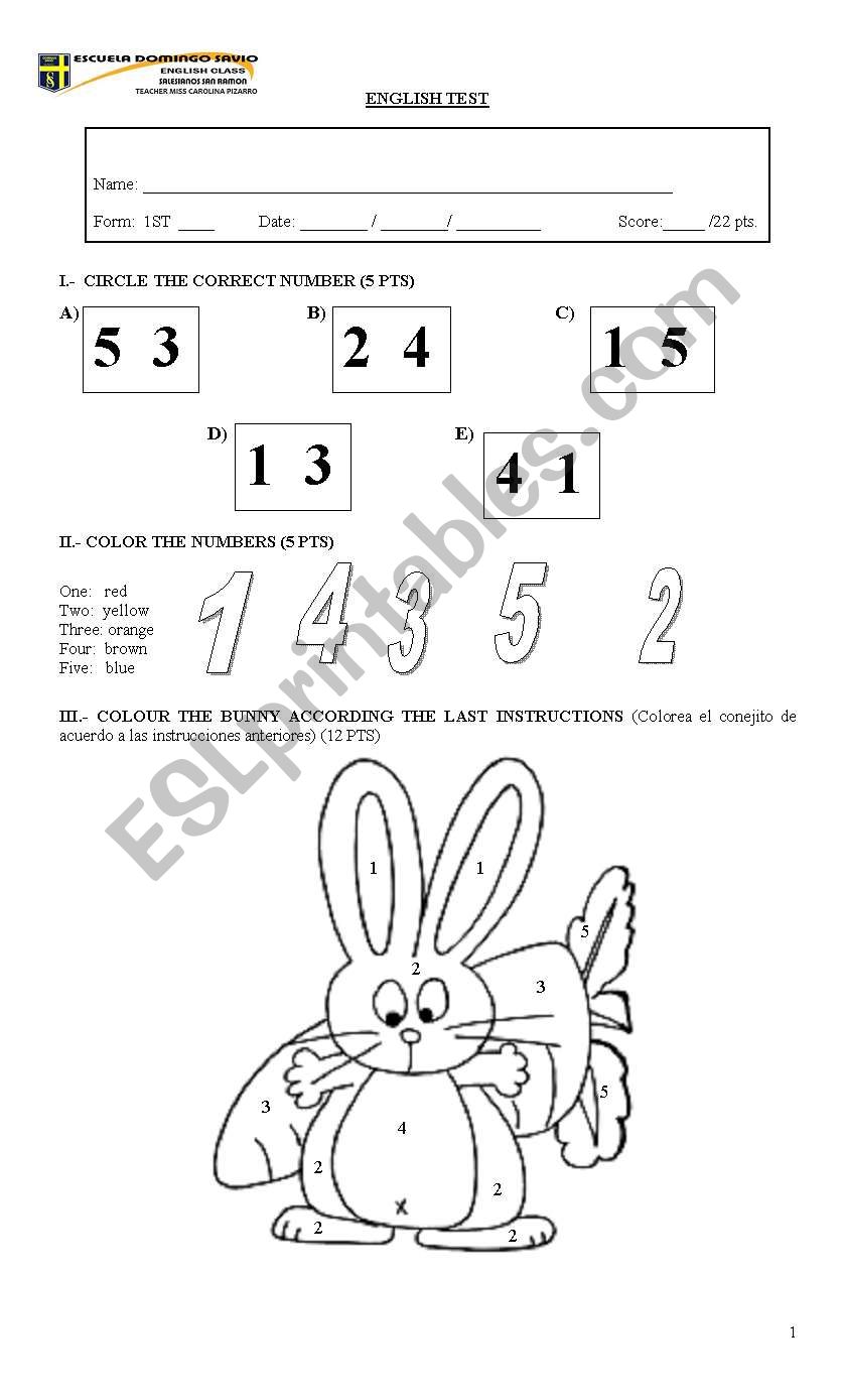 numbers and colors worksheet