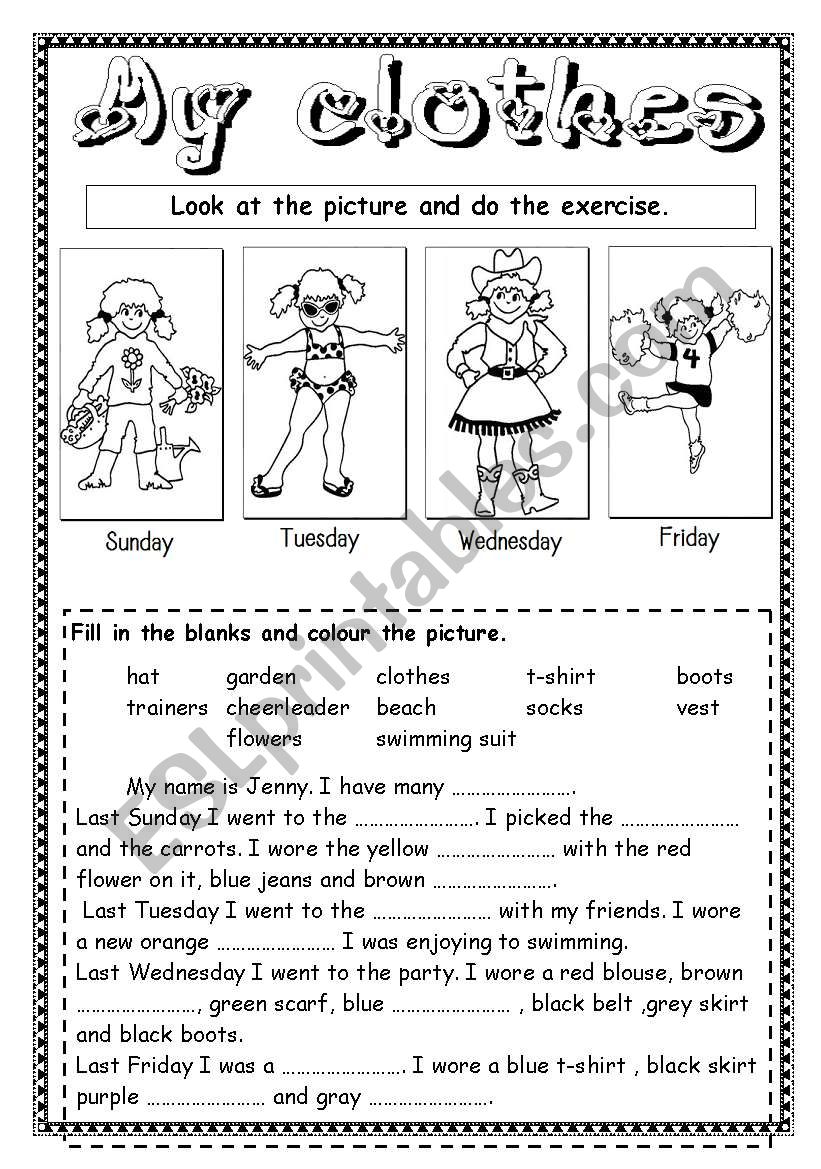 My clothes worksheet