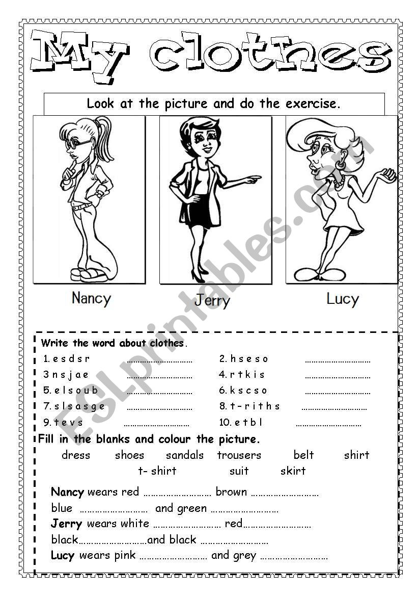 My clothes worksheet