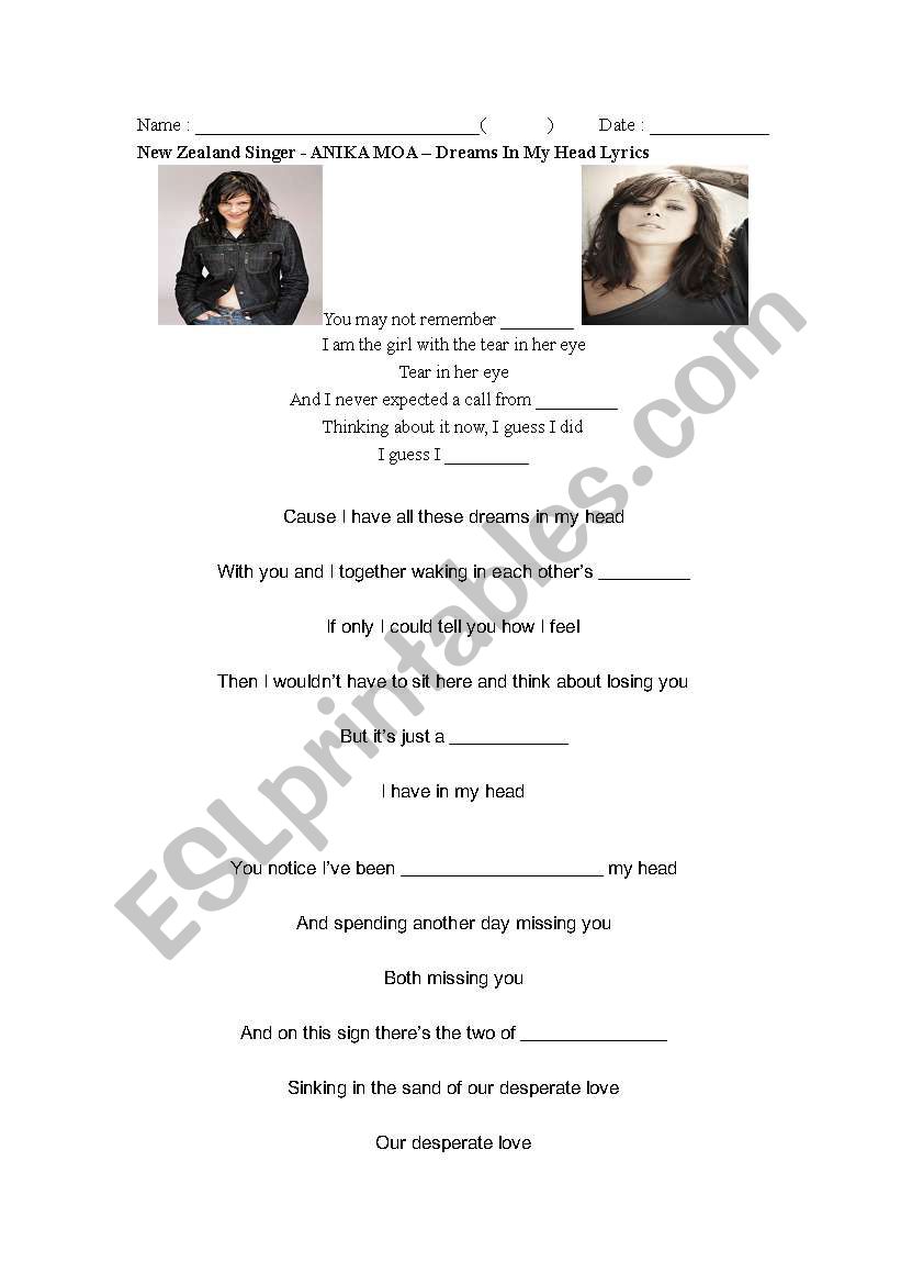 New Zealand Singers worksheet