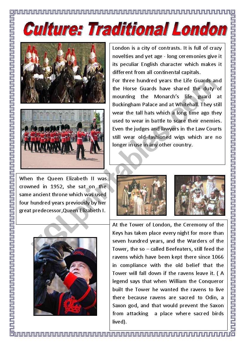 TRADITIONAL LONDON worksheet