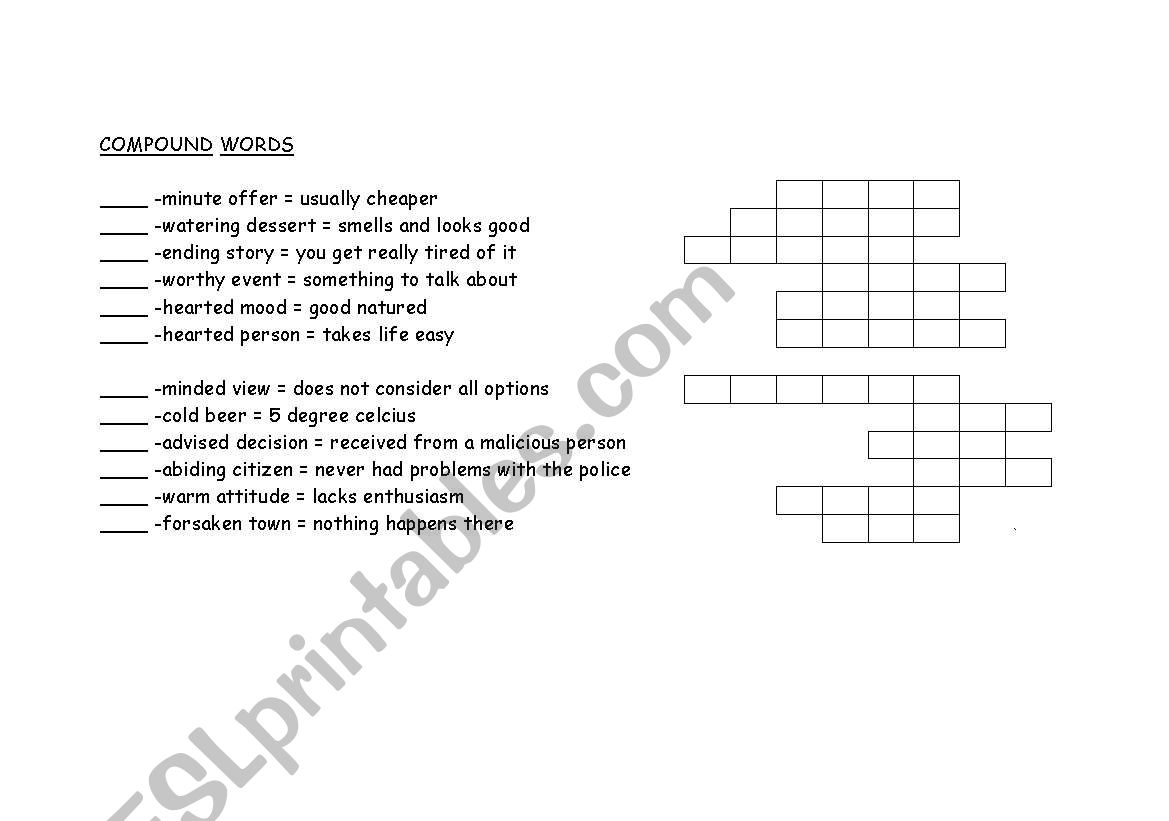 COMPOUND WORDS worksheet
