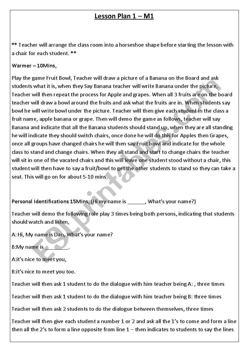 name and country lesson plan worksheet