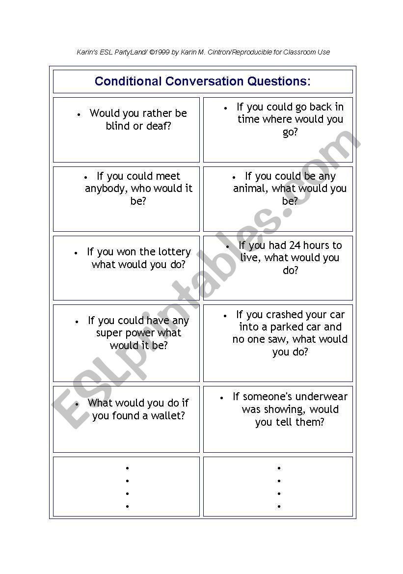 Second conditional conversation questions