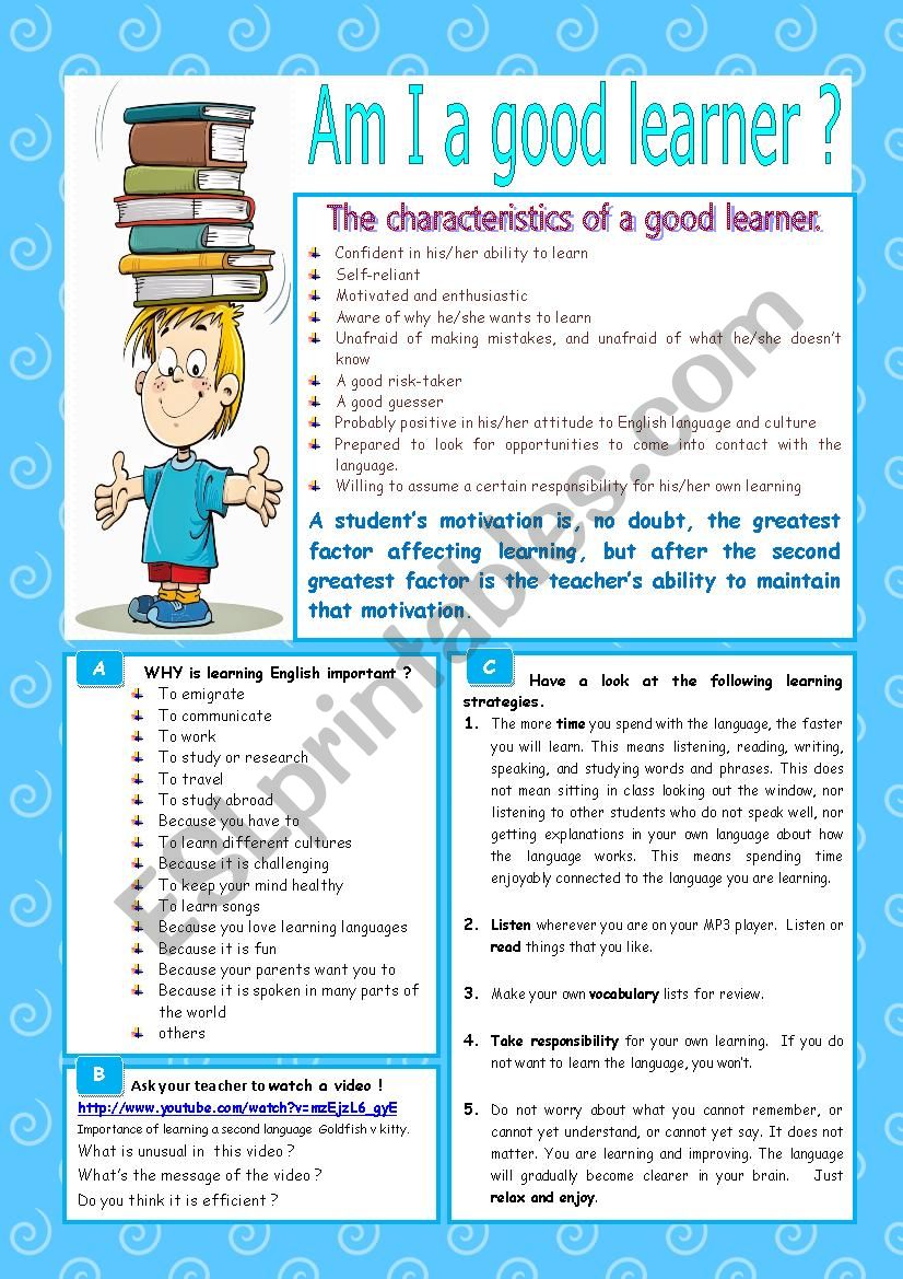 Am I a good learner ? worksheet