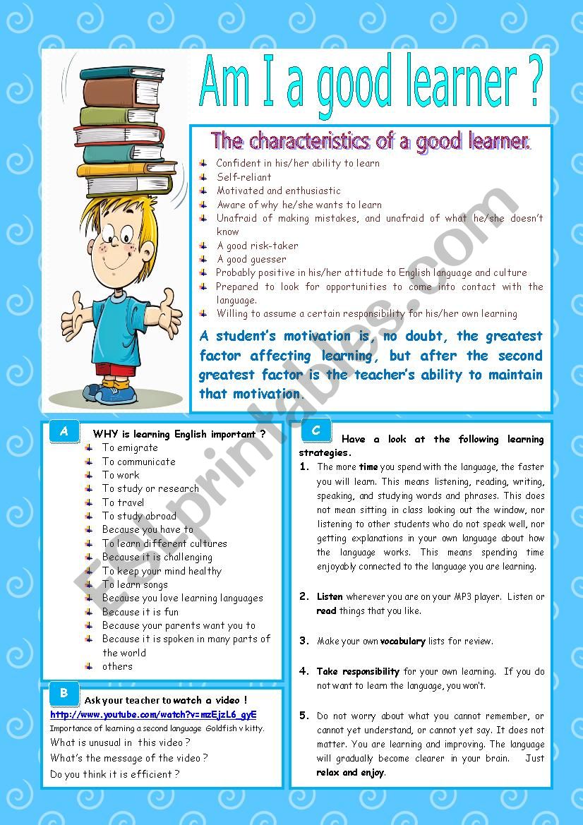 Am I a good learner ? worksheet