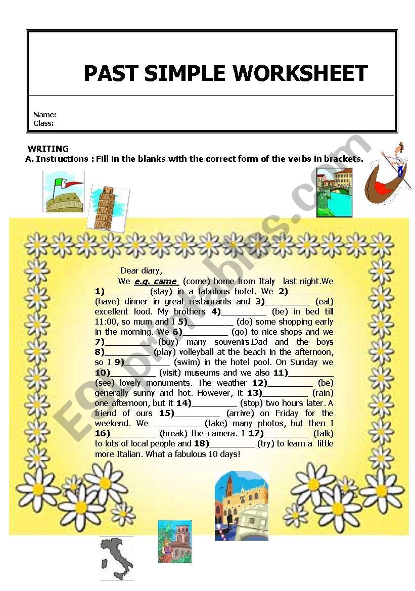 Past Simple worksheet