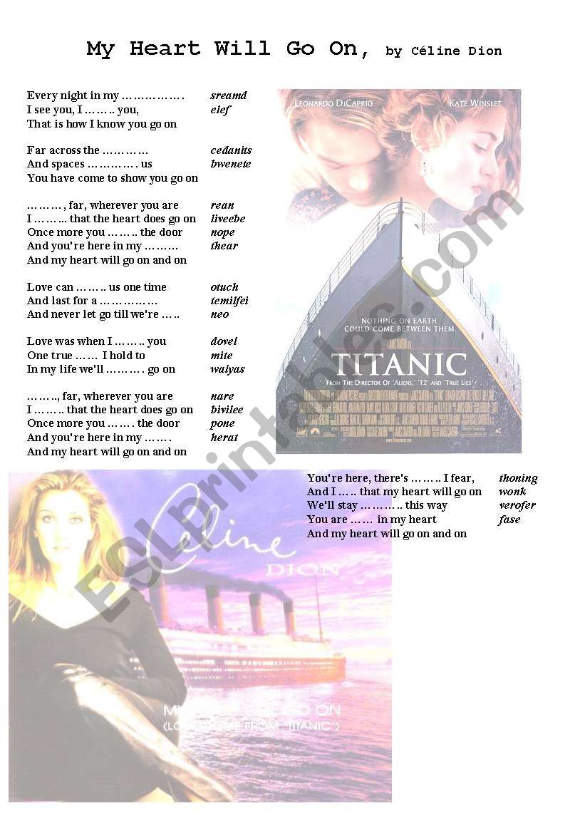 Titanic love theme worksheet worksheet