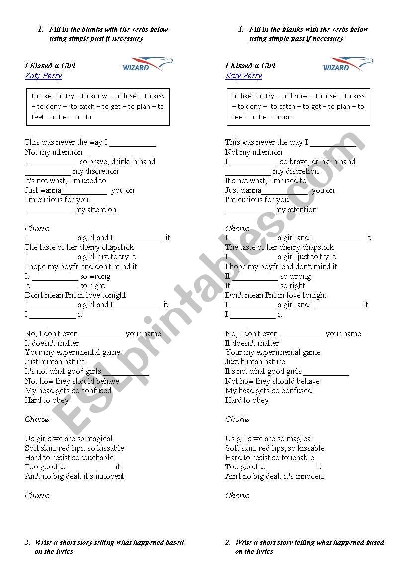 I kisses a girl - Kate Perry worksheet