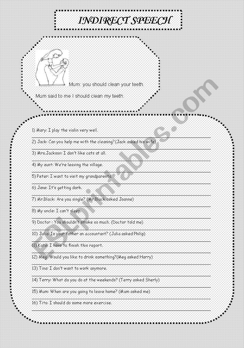 reported speech worksheet