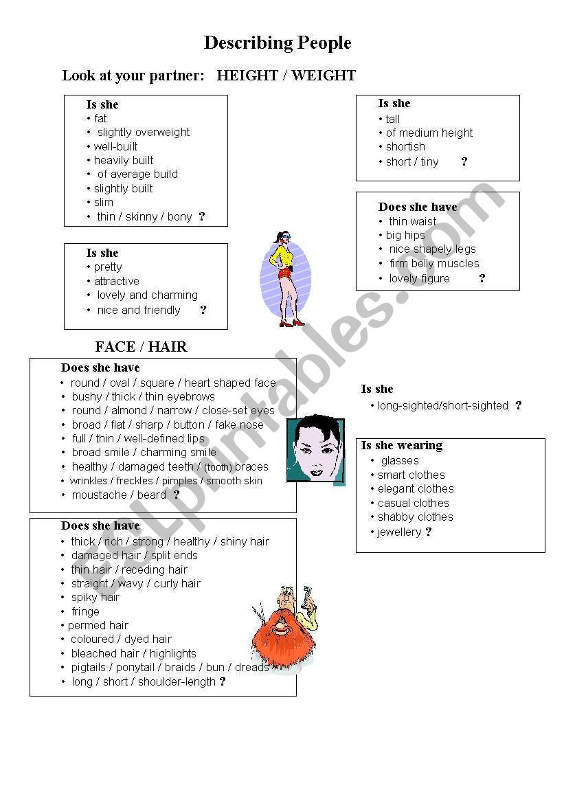 Describing people worksheet