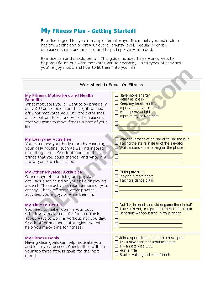 fitness plan worksheet