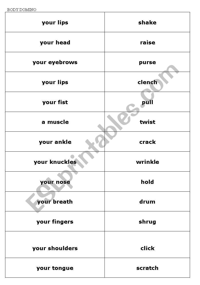 Body Domino worksheet