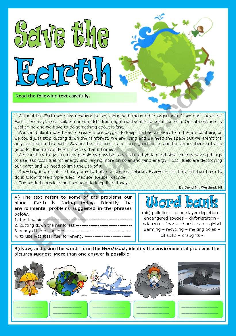 Save the Earth worksheet