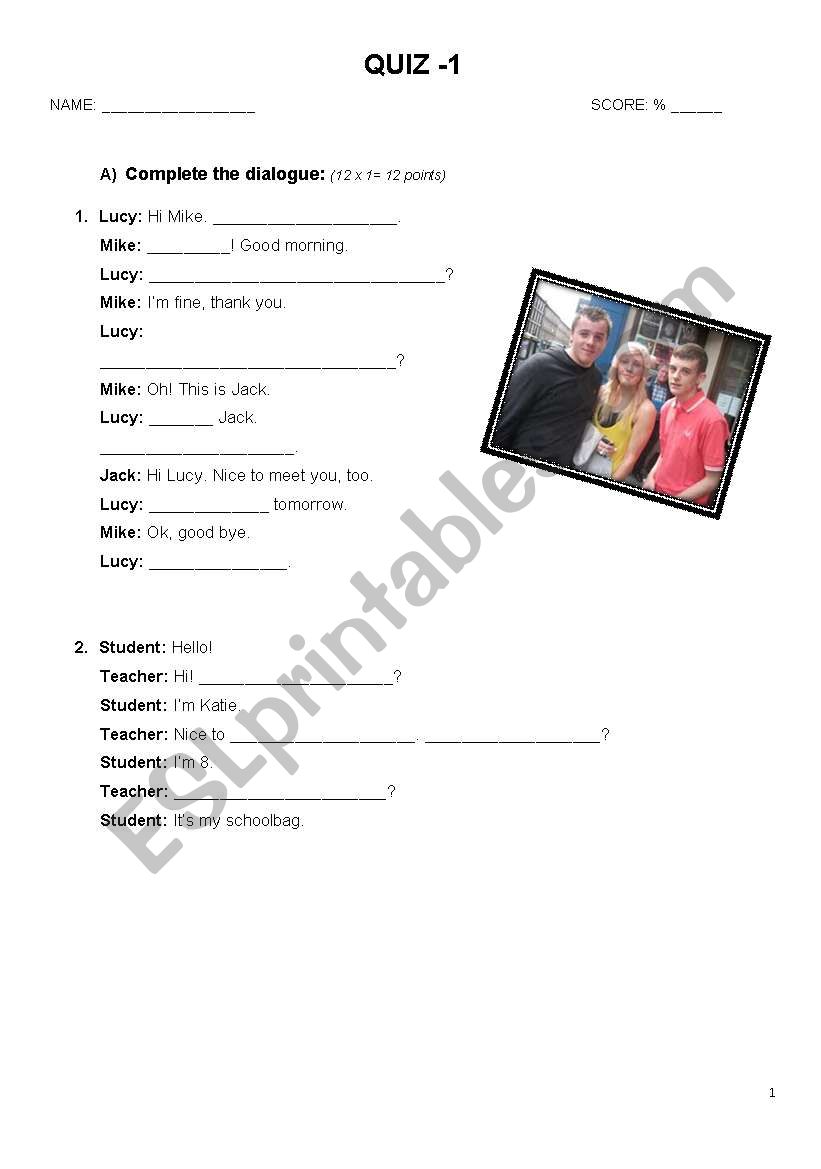 Examination for Kids worksheet