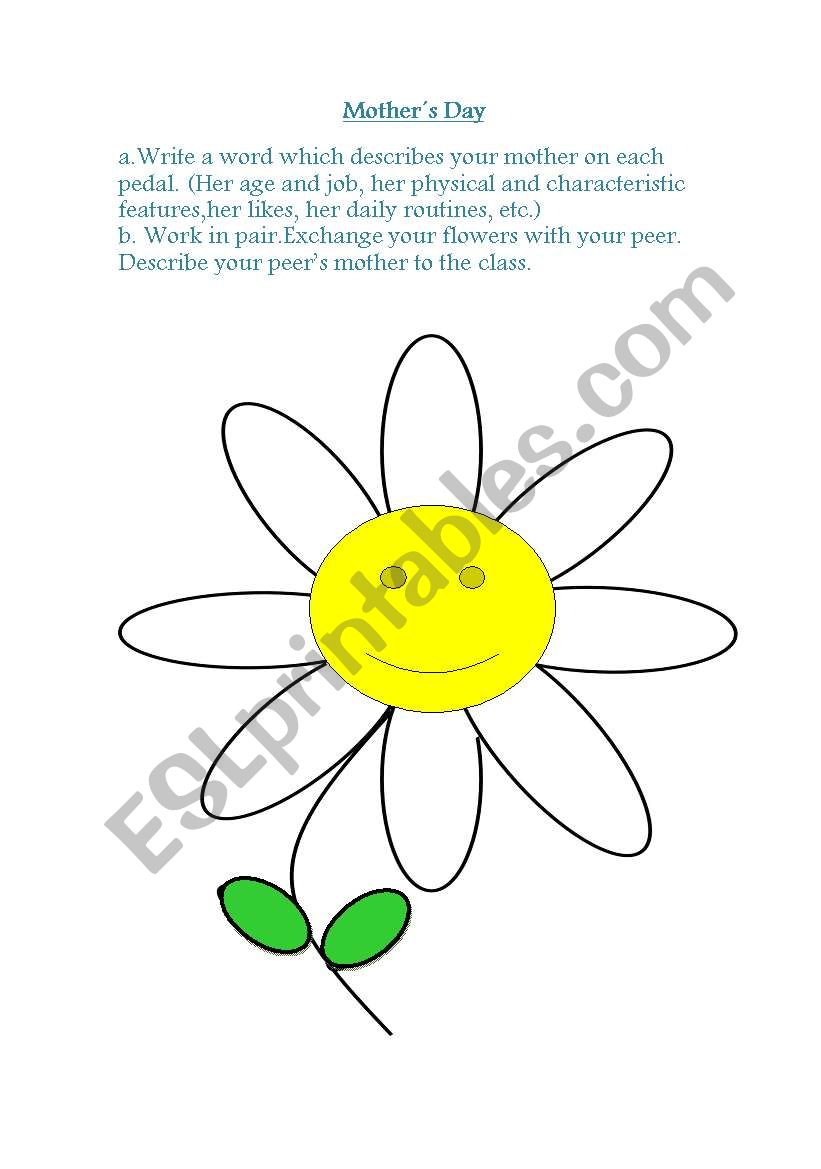 flower to mother worksheet