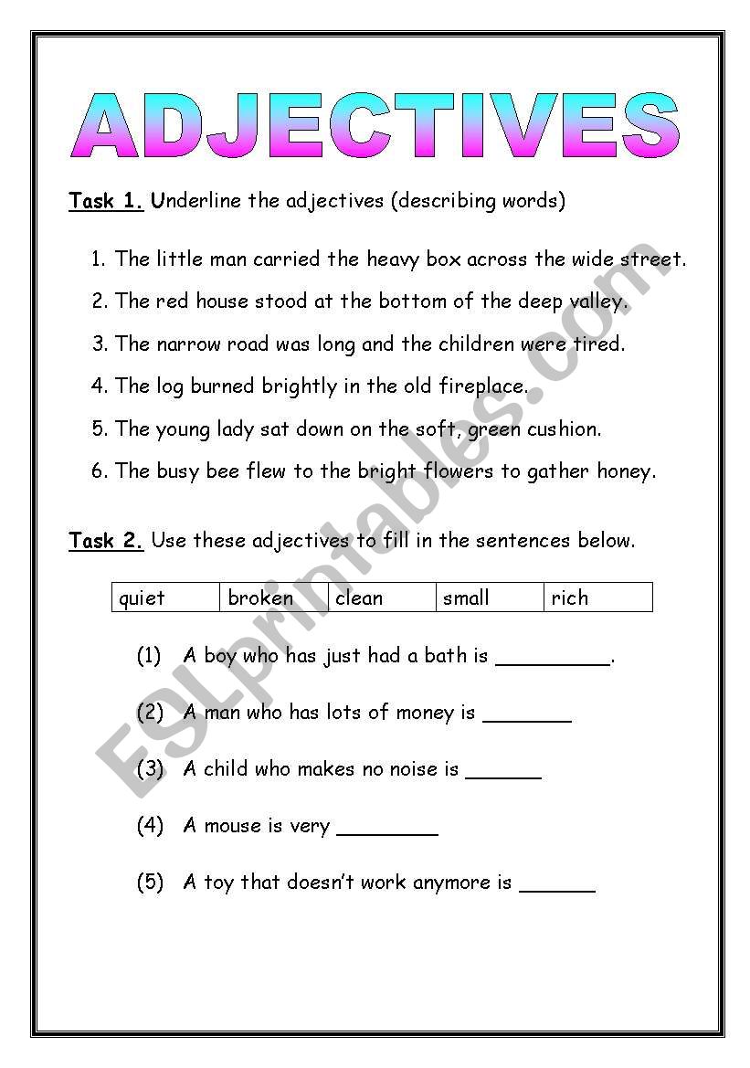Adjectives worksheet