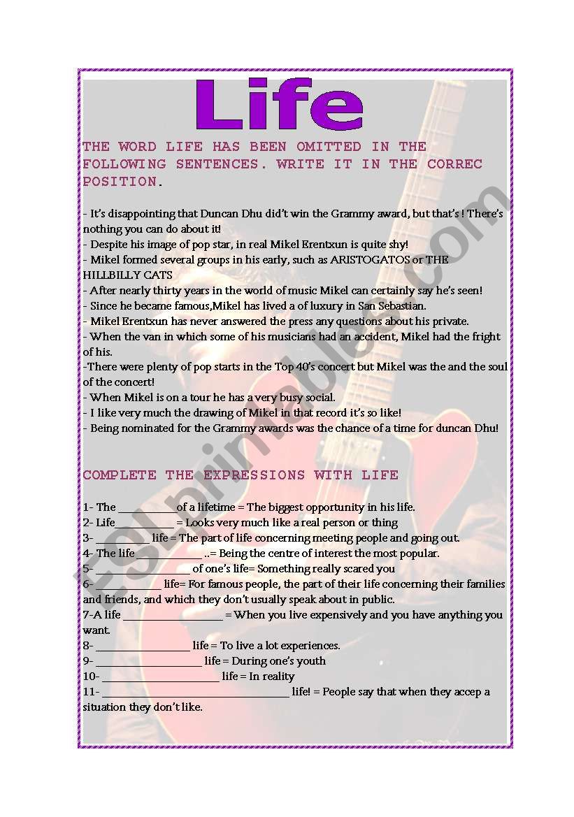 Life worksheet