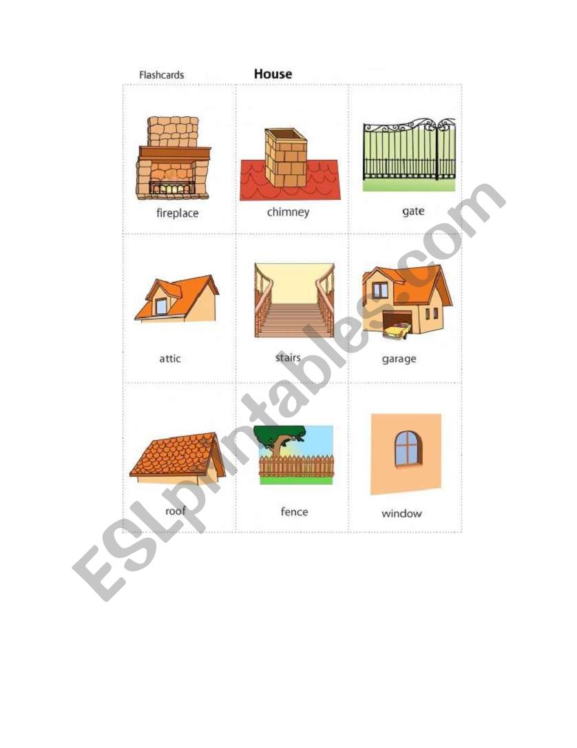 parts of the house worksheet