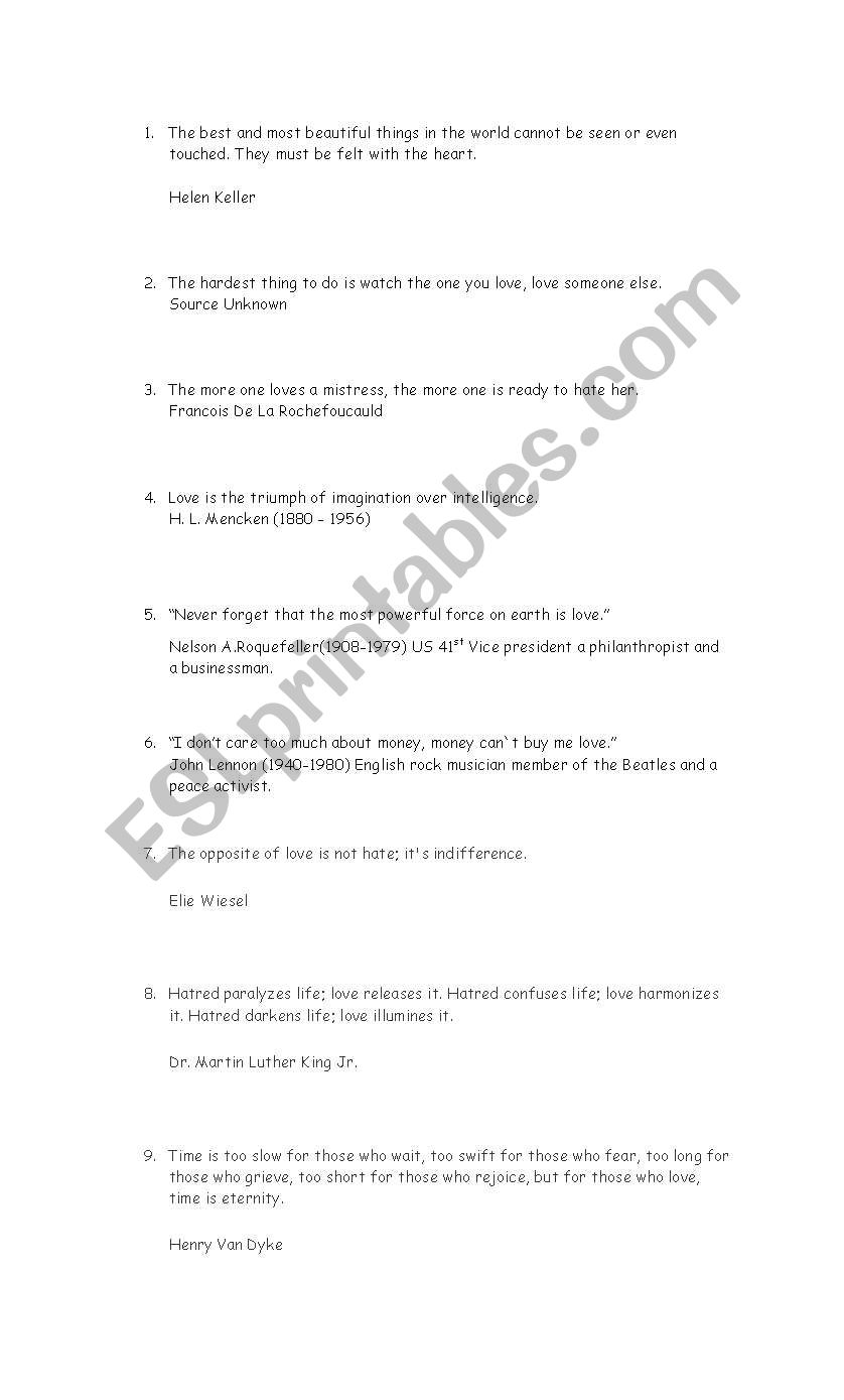 Quatations worksheet