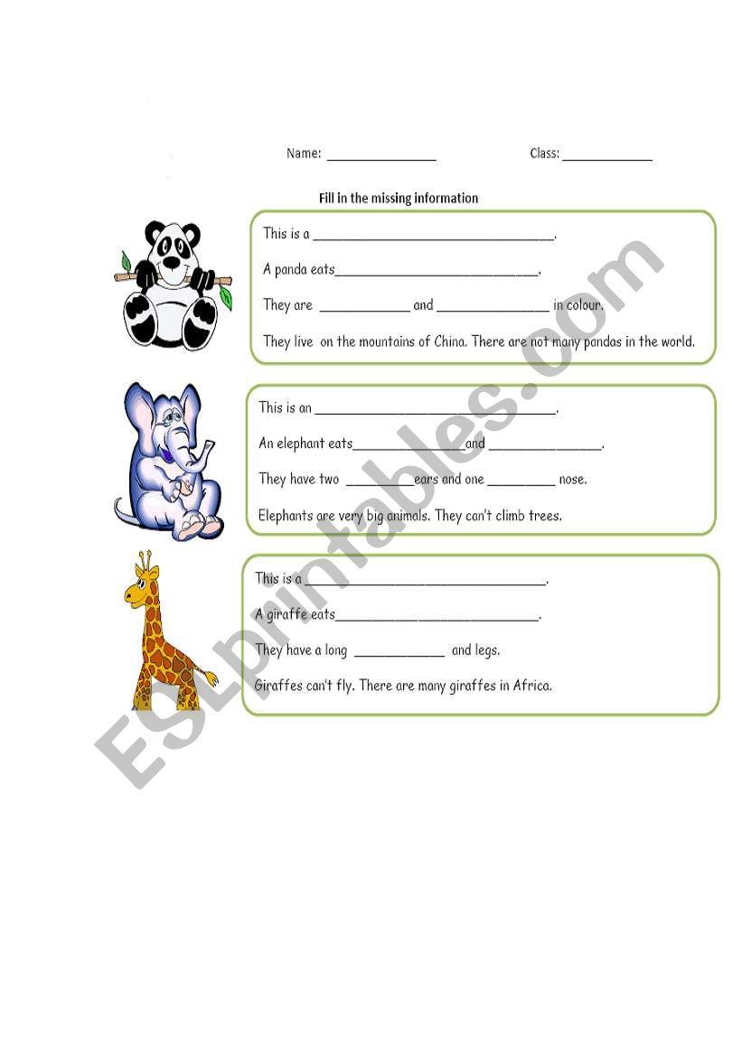 Animals in the zoo worksheet