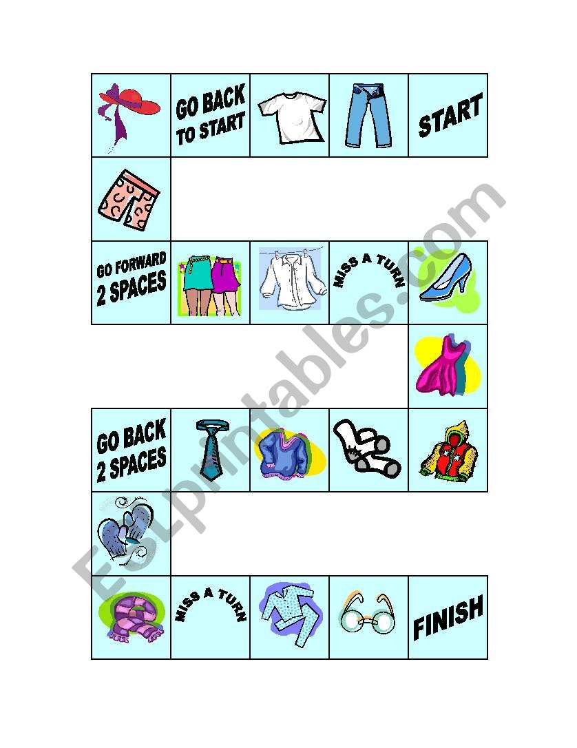 clothes board game worksheet