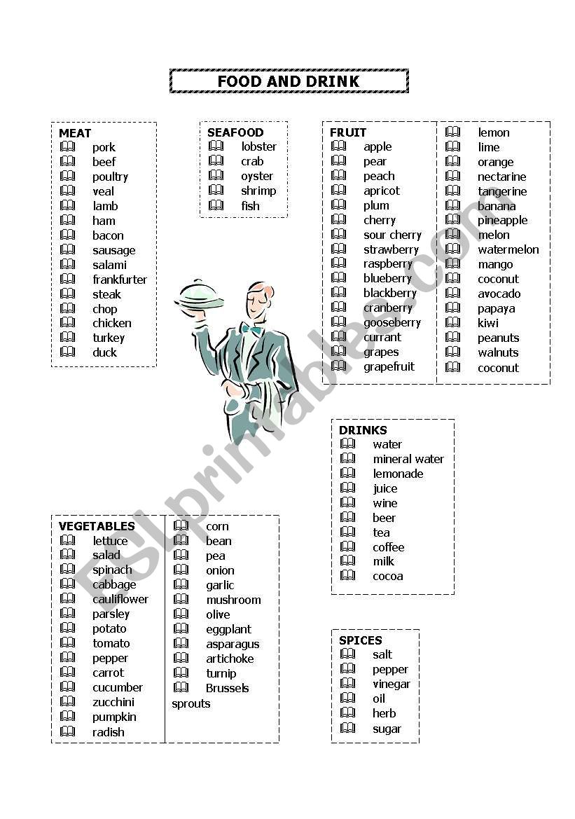 Food & drink worksheet