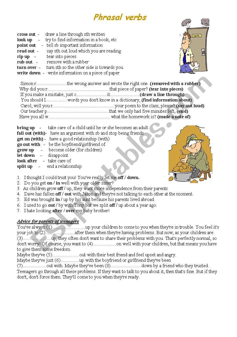 phrasal verbs worksheet