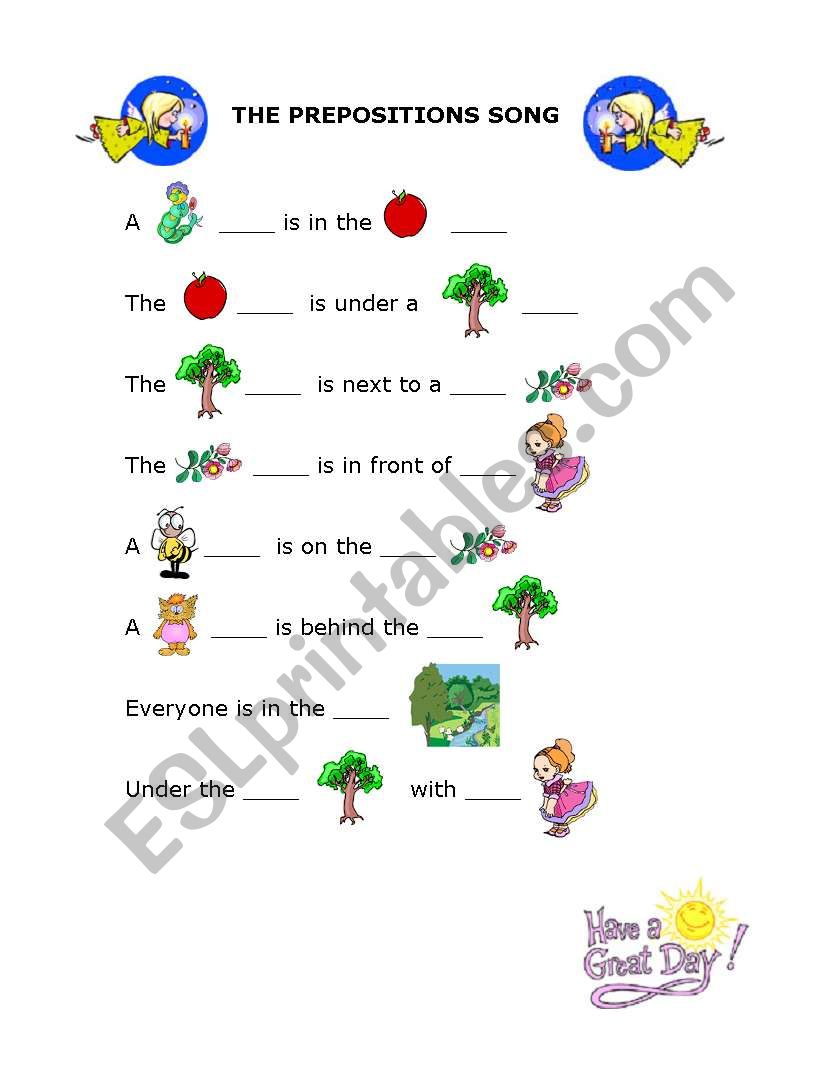 The Prepositions worksheet