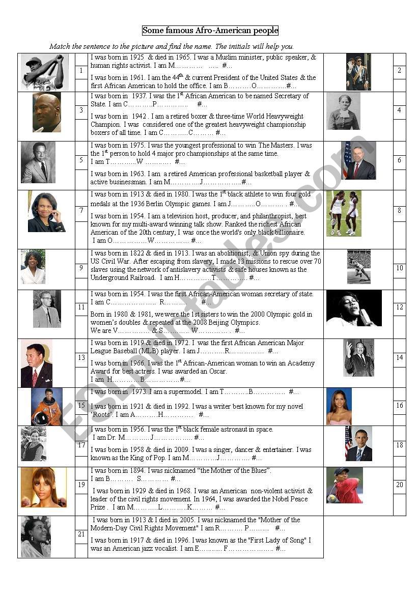 Famous Black Americans worksheet