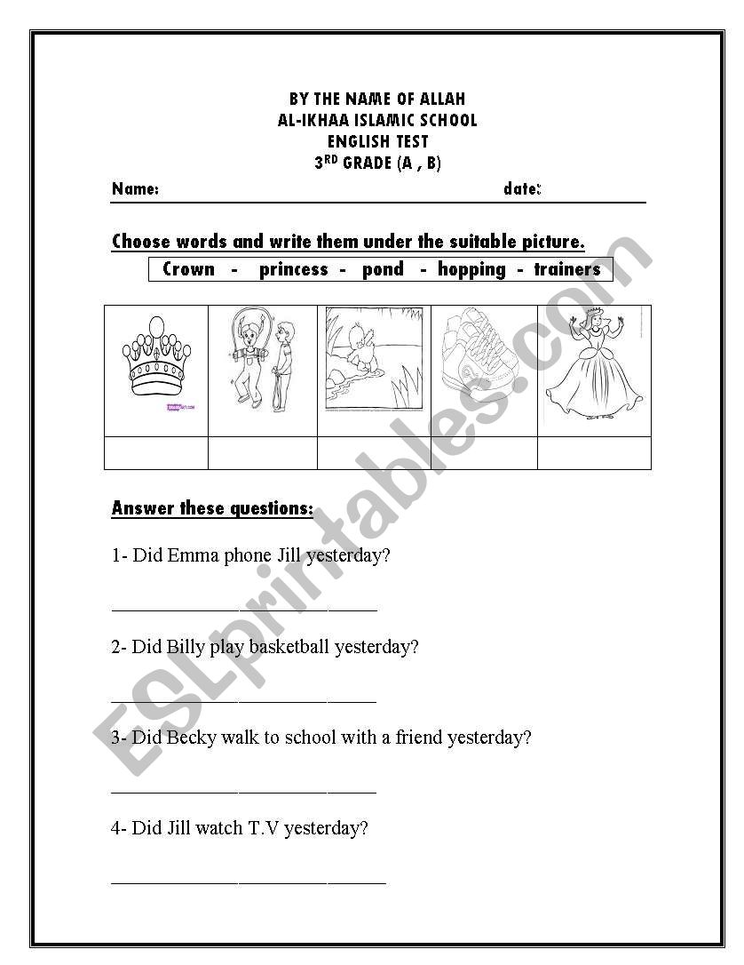 english test worksheet